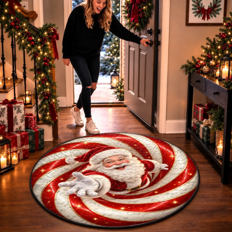 Personalized Quilted Round Mat - Christmas Gift For Family - Jolly All Season
