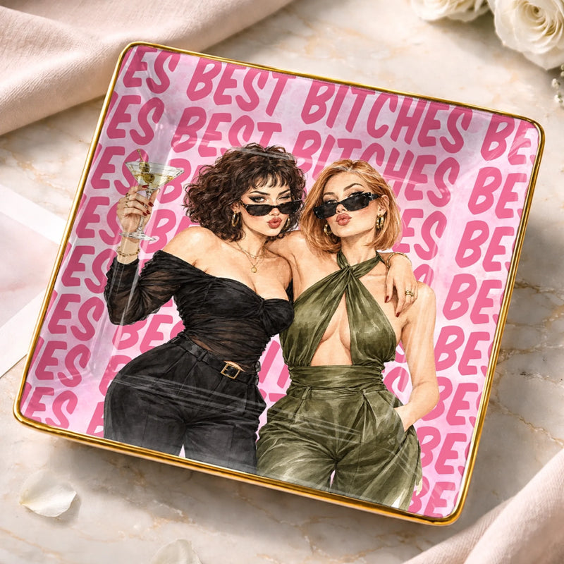 Personalized Photo Jewelry Dish - Birthday Gift For Sister, Bestie, Best Friend - Badass Bestie Energy