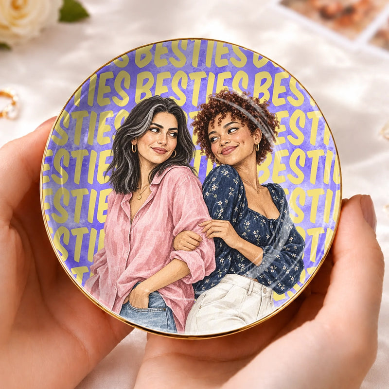 Personalized Photo Jewelry Dish - Birthday Gift For Sister, Bestie, Best Friend - Badass Bestie Energy