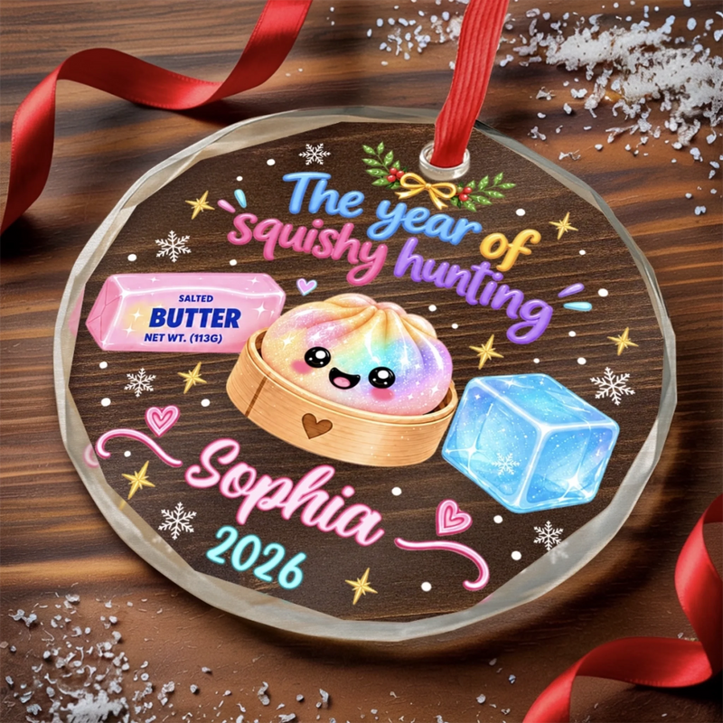 Personalized Glass Ornament - Christmas Gift For Kids - Merry Squishy Moments