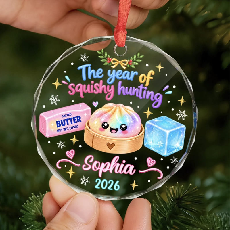 Personalized Glass Ornament - Christmas Gift For Kids - Merry Squishy Moments