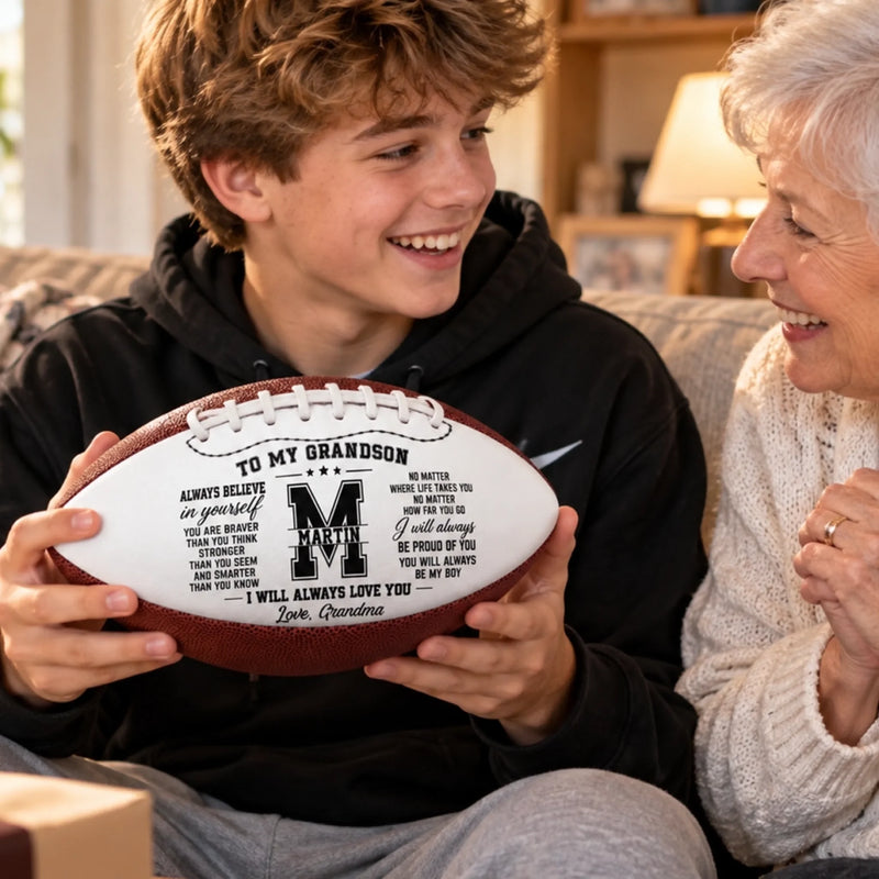Personalized Leather Football - Gift For Son, Grandson, America Football Lovers - Make Your Own Path