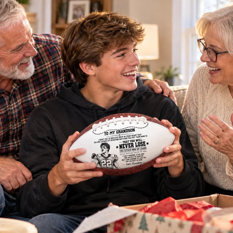 Personalized Photo Leather Football - Gift For Son, Grandson, America Football Lovers - Always Believe In Yourself