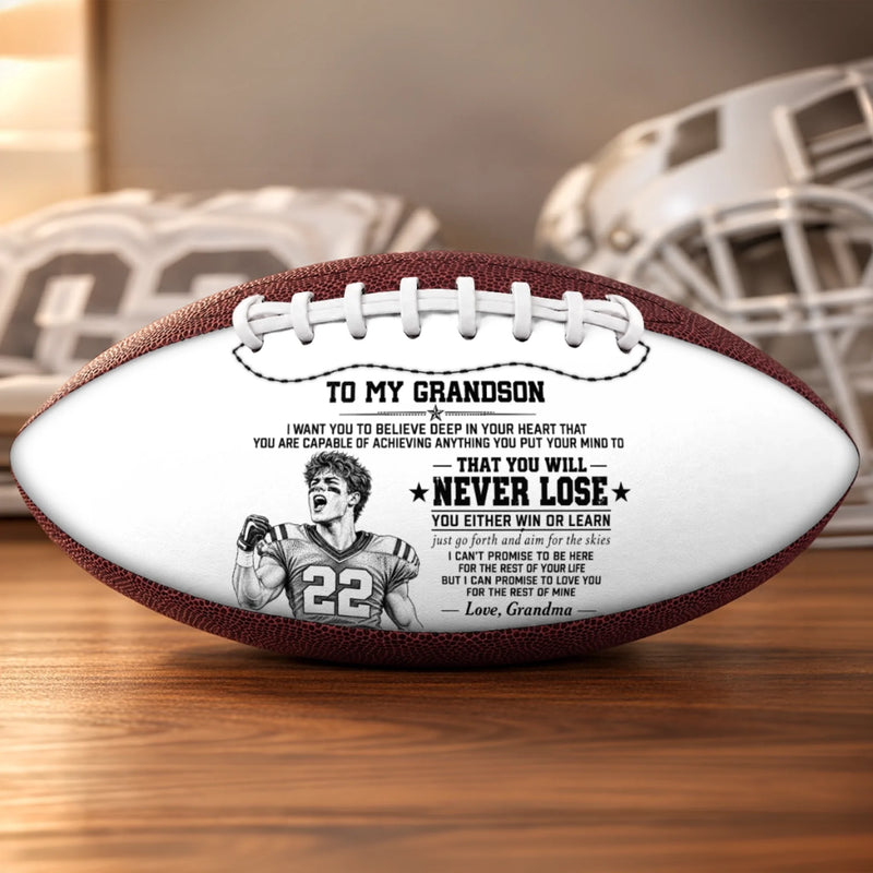 Personalized Photo Leather Football - Gift For Son, Grandson, America Football Lovers - Always Believe In Yourself