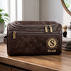 Personalized Leather Toiletry Bag - Gift For Dad, Grandpa, Husband - Adventure Awaits