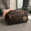 Personalized Leather Toiletry Bag - Gift For Dad, Grandpa, Husband - Adventure Awaits