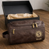 Personalized Leather Toiletry Bag - Gift For Dad, Grandpa, Husband - Adventure Awaits