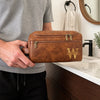 Personalized Leather Toiletry Bag - Gift For Dad, Grandpa, Husband - Made For The Journey