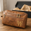 Personalized Leather Toiletry Bag - Gift For Dad, Grandpa, Husband - Made For The Journey