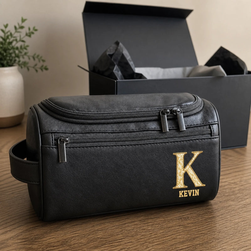 Personalized Leather Toiletry Bag - Gift For Dad, Grandpa, Husband - Always Ready To Roam