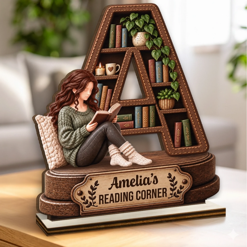 Personalized 2-Layered Wooden Plaque - Gift For Book Lovers - A Quiet Place To Read