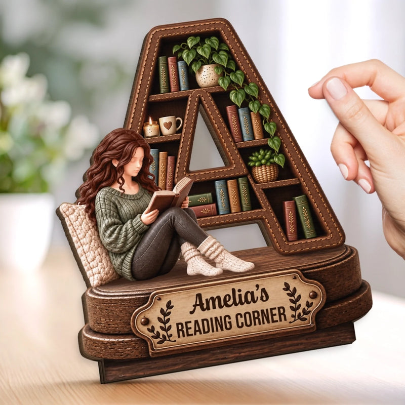 Personalized 2-Layered Wooden Plaque - Gift For Book Lovers - A Quiet Place To Read