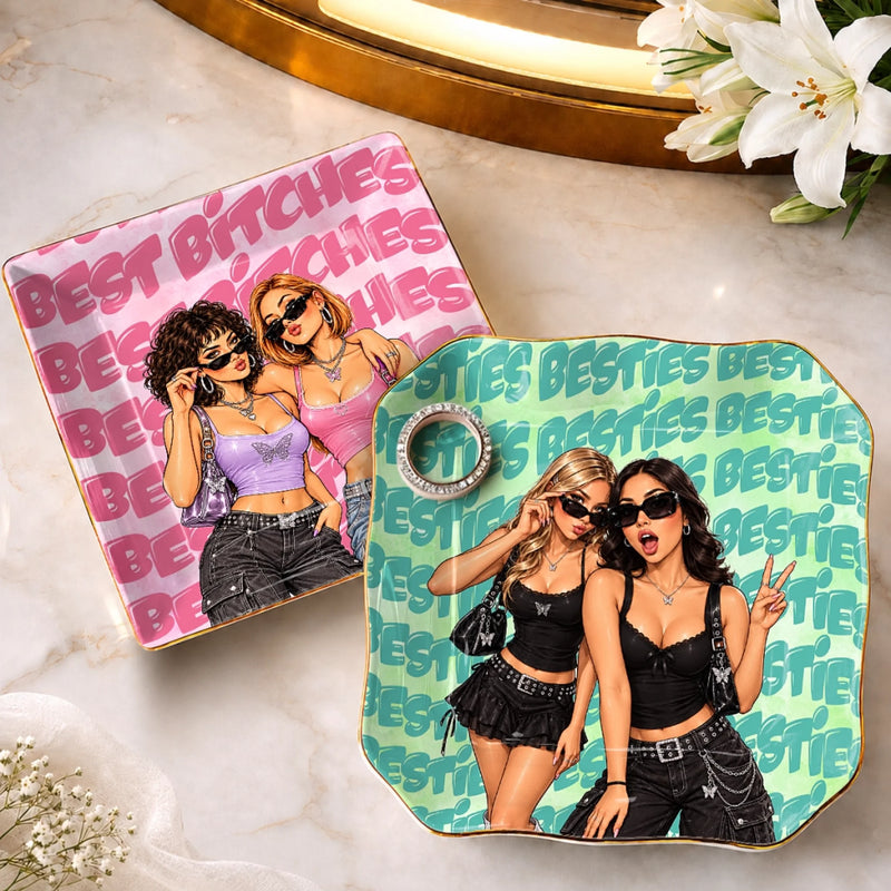 Personalized Photo Jewelry Dish - Birthday Gift For Sister, Bestie, Best Friend - We Make Slay Look Easy