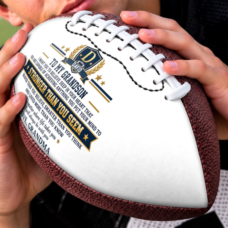 Personalized Leather Football - Gift For Son, Grandson, America Football Lovers - Braver Than You Believe