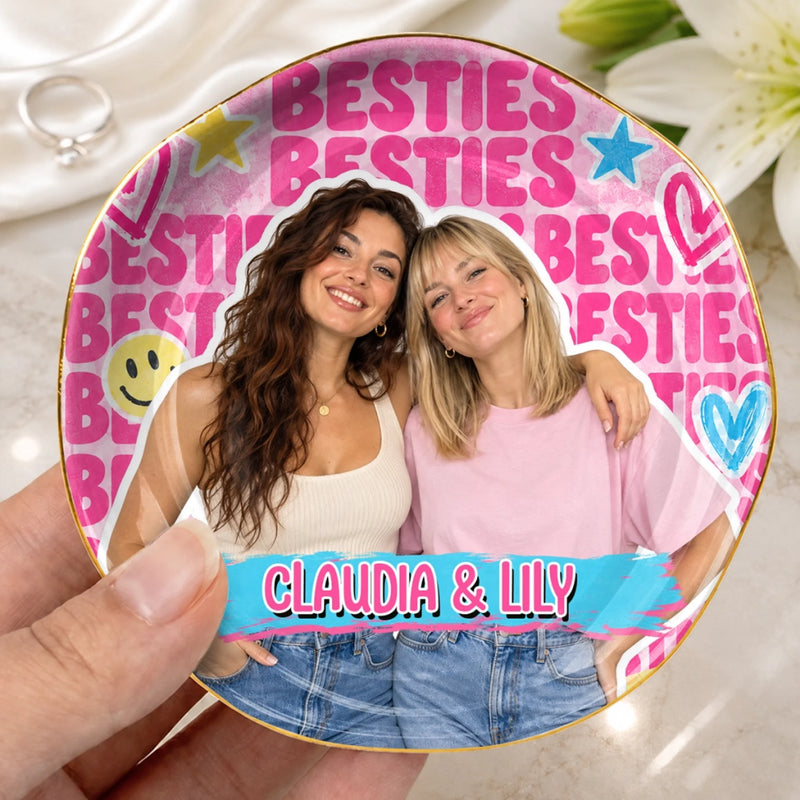 Personalized Photo Jewelry Dish - Birthday Gift For Sister, Bestie, Best Friend - Double The Slay