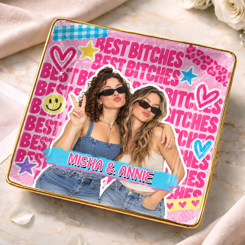 Personalized Photo Jewelry Dish - Birthday Gift For Sister, Bestie, Best Friend - Double The Slay