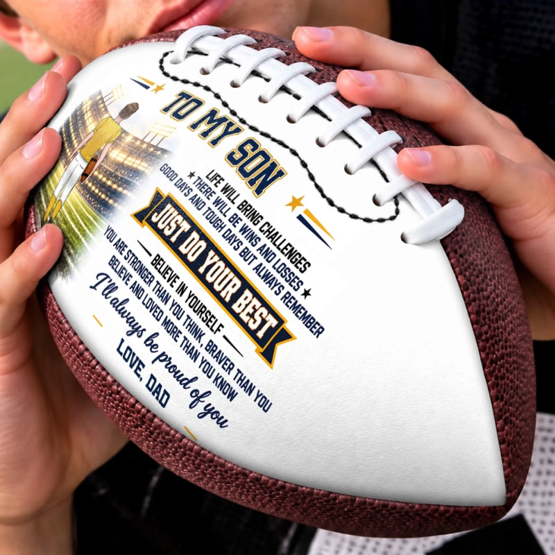Personalized Leather Football - Gift For Son, Grandson, America Football Lovers - Always Keep Moving Forward