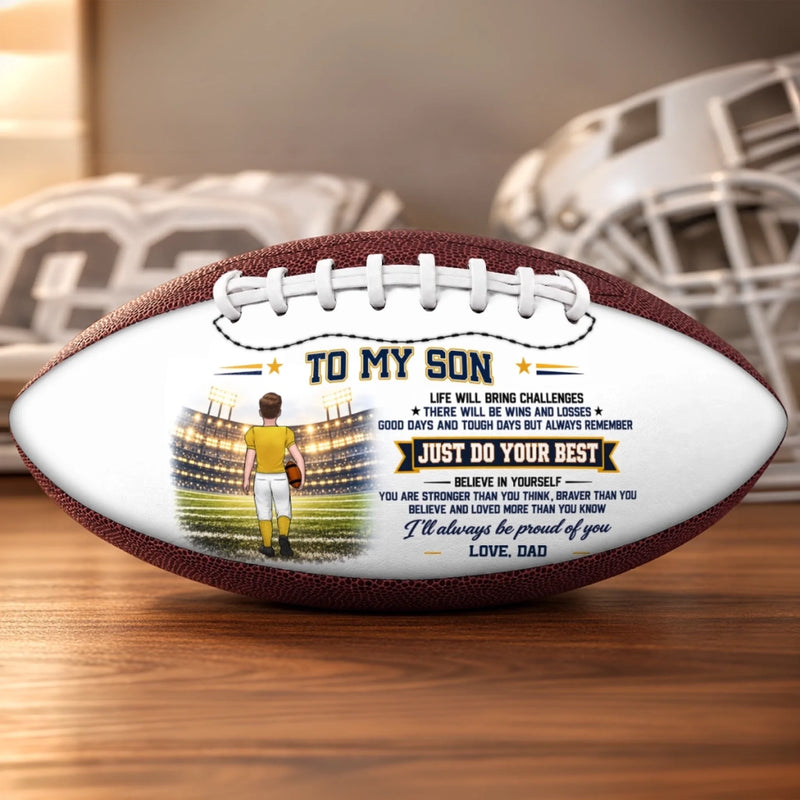 Personalized Leather Football - Gift For Son, Grandson, America Football Lovers - Always Keep Moving Forward