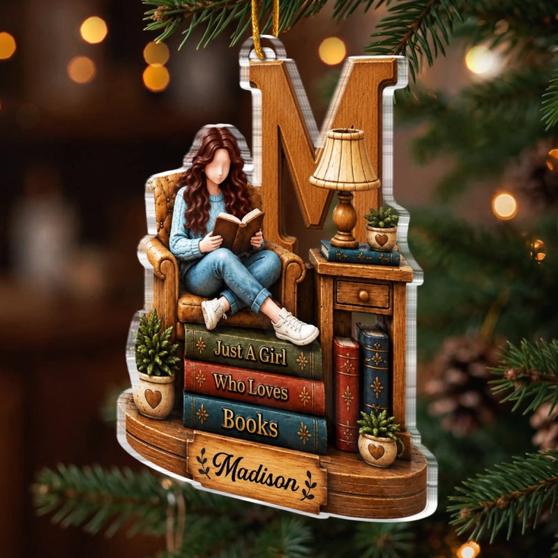 Personalized Acrylic Ornament - Christmas Gift For Book Lovers - Lost In A World Of Books