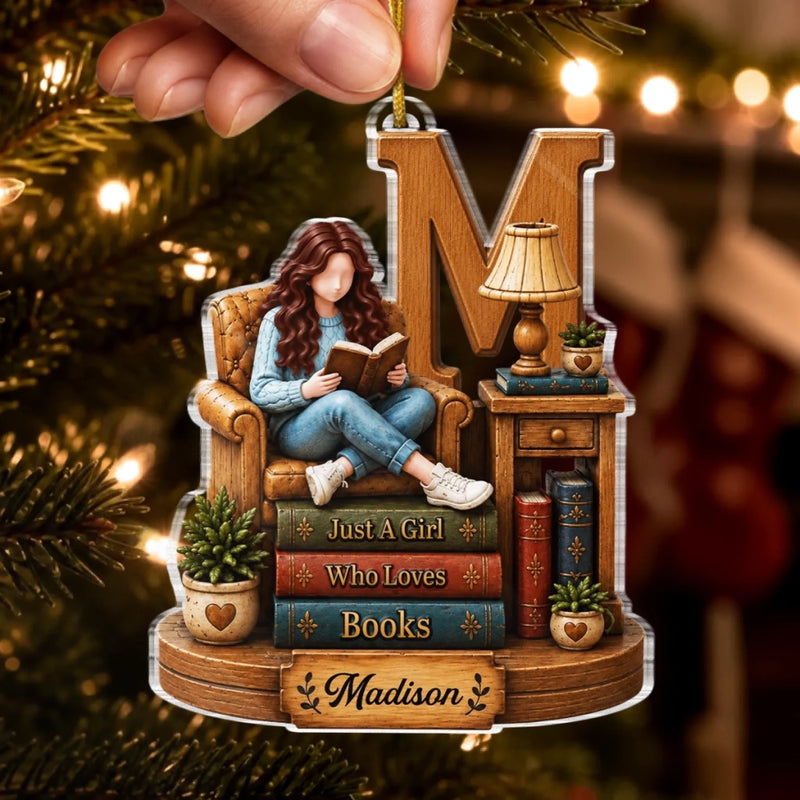 Personalized Acrylic Ornament - Christmas Gift For Book Lovers - Lost In A World Of Books