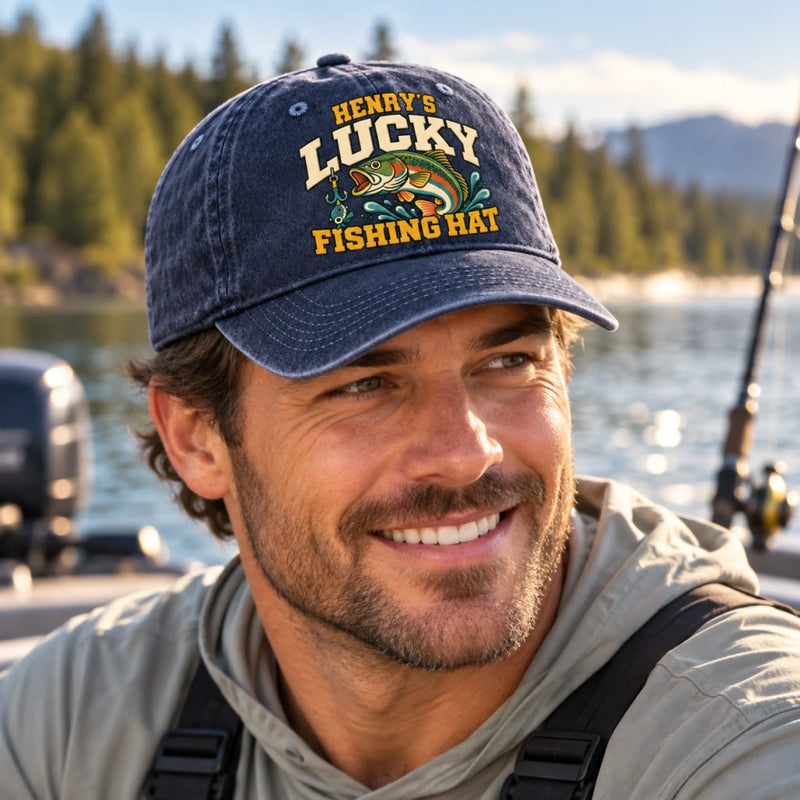 Personalized Washed Baseball Cap - Gift For Fishing Lovers – Born to Fish Lucky