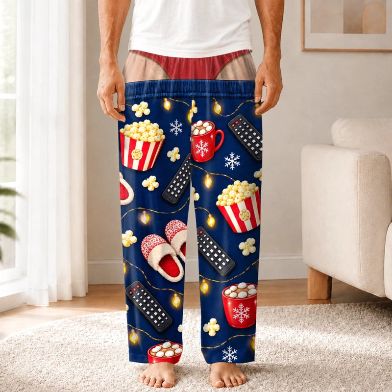 Personalized Pajama Pants - Christmas, Funny Gift For Men, Husband, Dad - Santa’s Off Duty Tonight