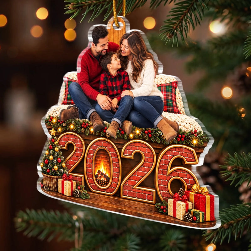 Personalized Photo Acrylic Ornament - Christmas Gift For Family - Family Memories By The Fire