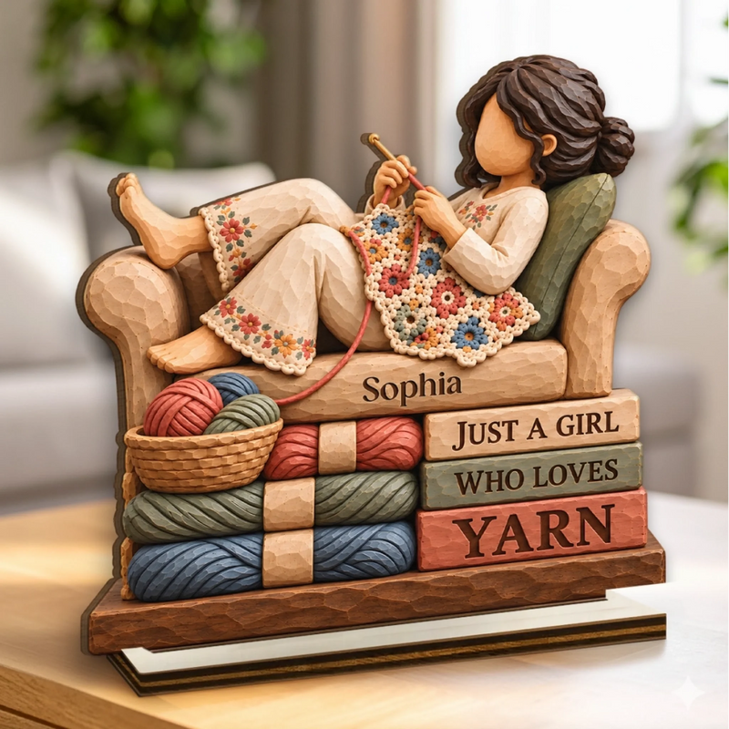 Personalized 2-Layered Wooden Plaque - Crochet, Knitting Gift For Craft Lovers - Good Things Take Time