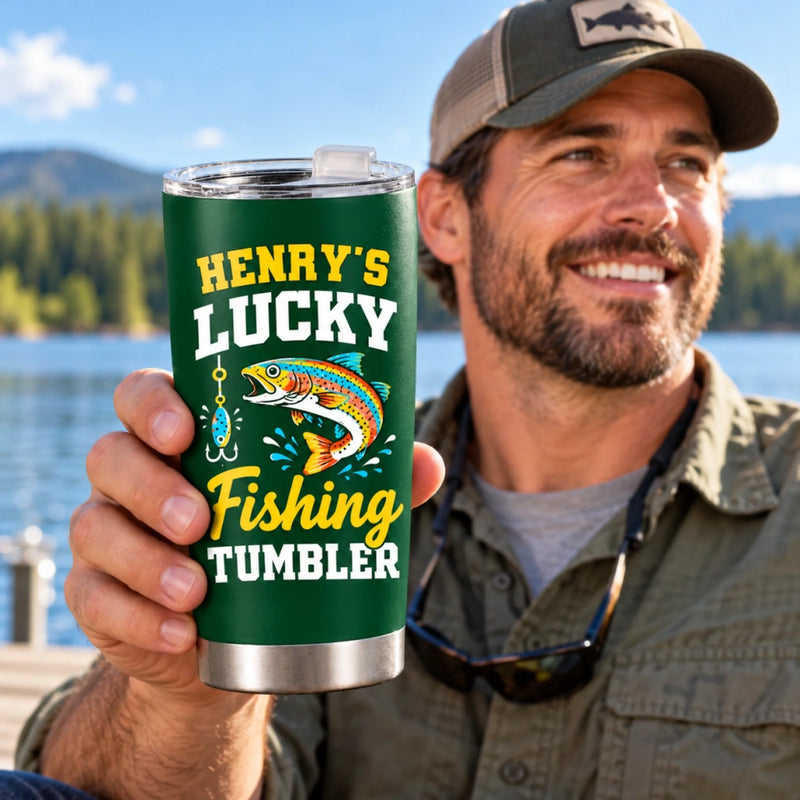 Personalized Tumbler – Gift For Fishing Lovers – Hooked on Good Luck
