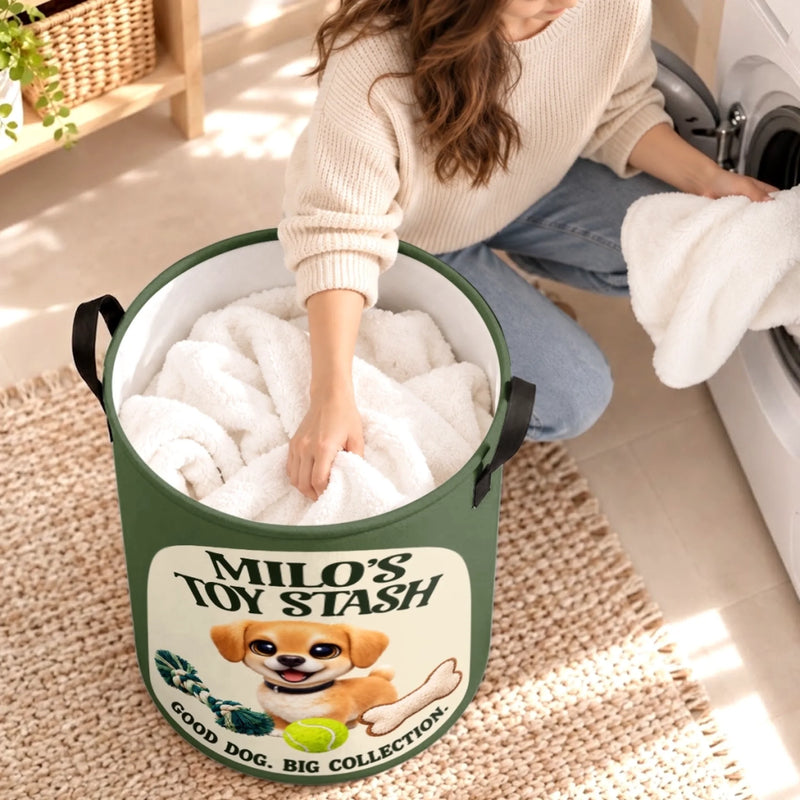 Personalized Photo Laundry Basket - Gift For Pet Lovers - Good Things Come With Paws