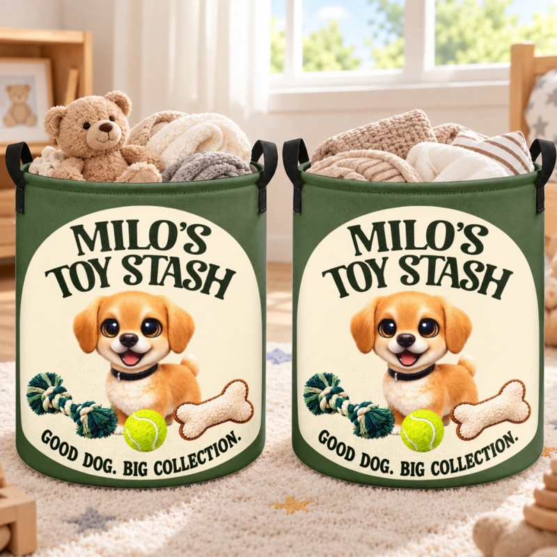Personalized Photo Laundry Basket - Gift For Pet Lovers - Good Things Come With Paws