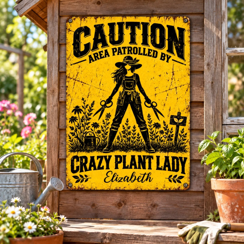 Personalized Home Decor Metal Sign – Gift For Garden Lovers, Plant Lovers – Crazy Plant Lady
