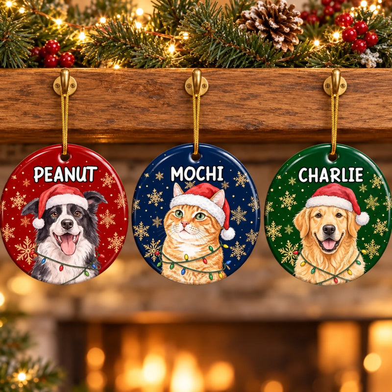 Personalized Ceramic Ornament – Christmas Gift For Pet Lovers – All Is Bright, All Is Furry