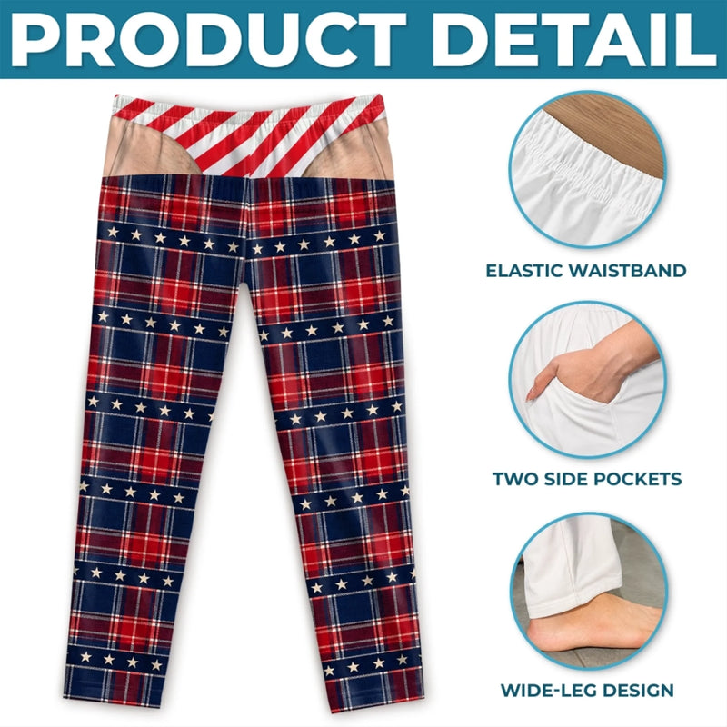 Personalized Pajama Pants - Christmas, Funny Gift For Men, Husband, Dad - Stars Stripes Shenanigans