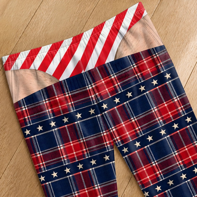 Personalized Pajama Pants - Christmas, Funny Gift For Men, Husband, Dad - Stars Stripes Shenanigans