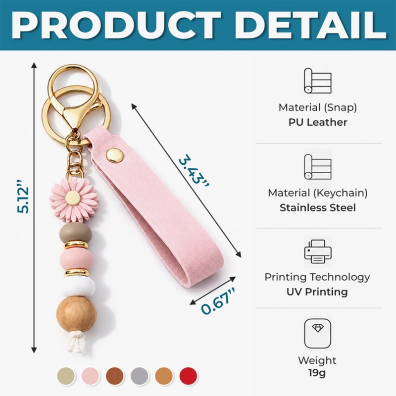 Personalized Daisy Beaded Keychain - Birthday Gifts For Family, Friends, Yourself - Bloom Wherever You Go