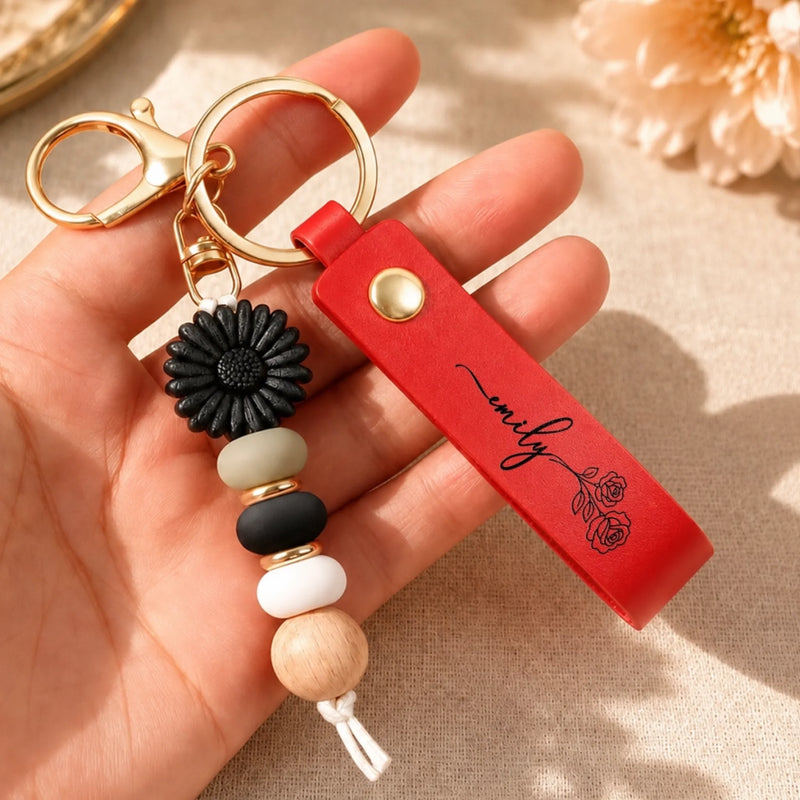 Personalized Daisy Beaded Keychain - Birthday Gifts For Family, Friends, Yourself - Bloom Wherever You Go