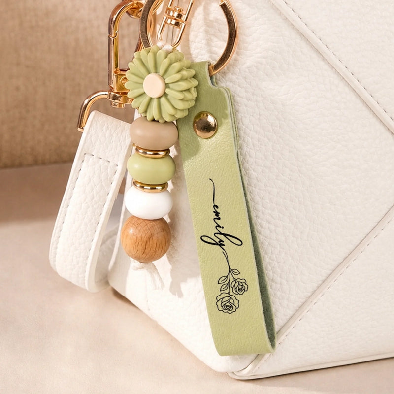 Personalized Daisy Beaded Keychain - Birthday Gifts For Family, Friends, Yourself - Bloom Wherever You Go