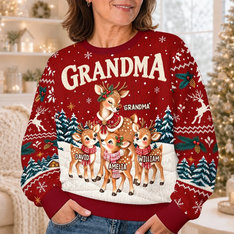 Personalized Ugly Sweatshirt - Christmas Gift For Grandma, Family - Merry Season, Happy Crew