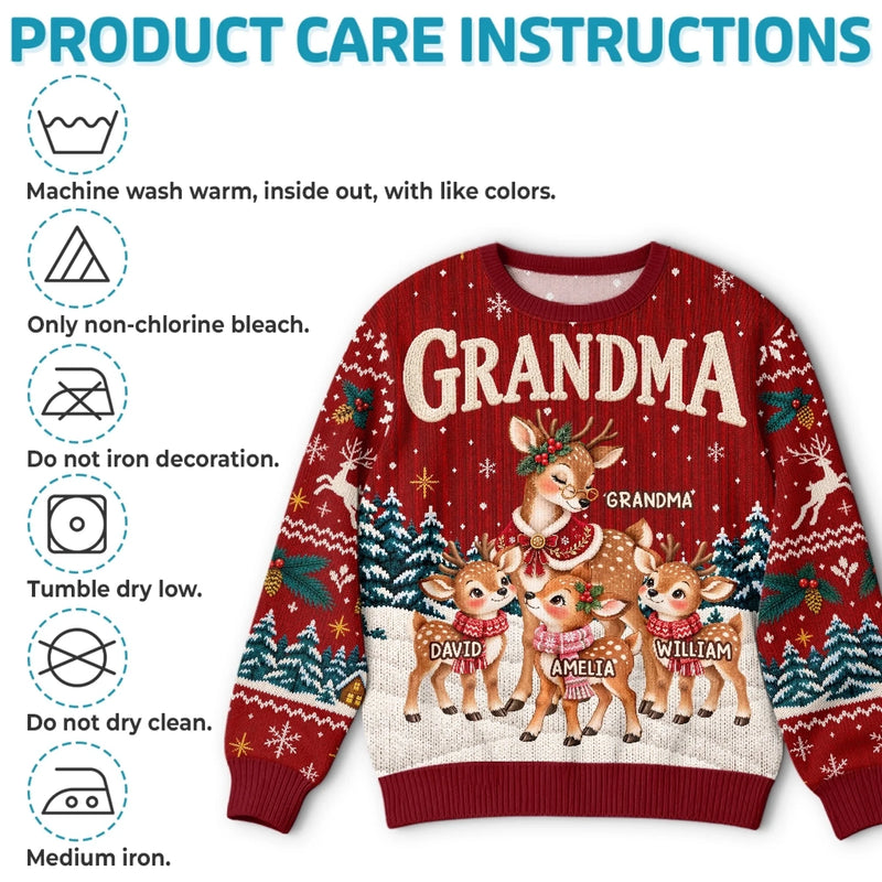 Personalized Ugly Sweatshirt - Christmas Gift For Grandma, Family - Merry Season, Happy Crew
