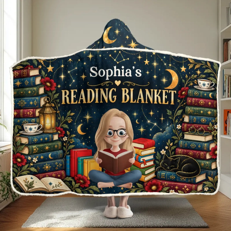 Personalized Snuggle Blanket, Hoodie Blanket - Gift For Book Lovers - One More Chapter Tonight