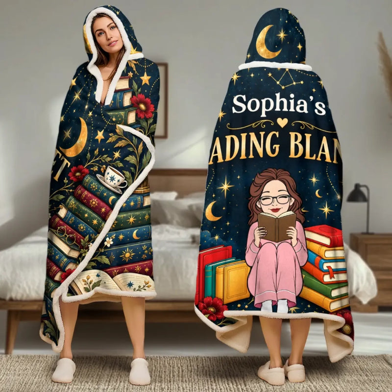 Personalized Snuggle Blanket, Hoodie Blanket - Gift For Book Lovers - Dreaming Through Every Story