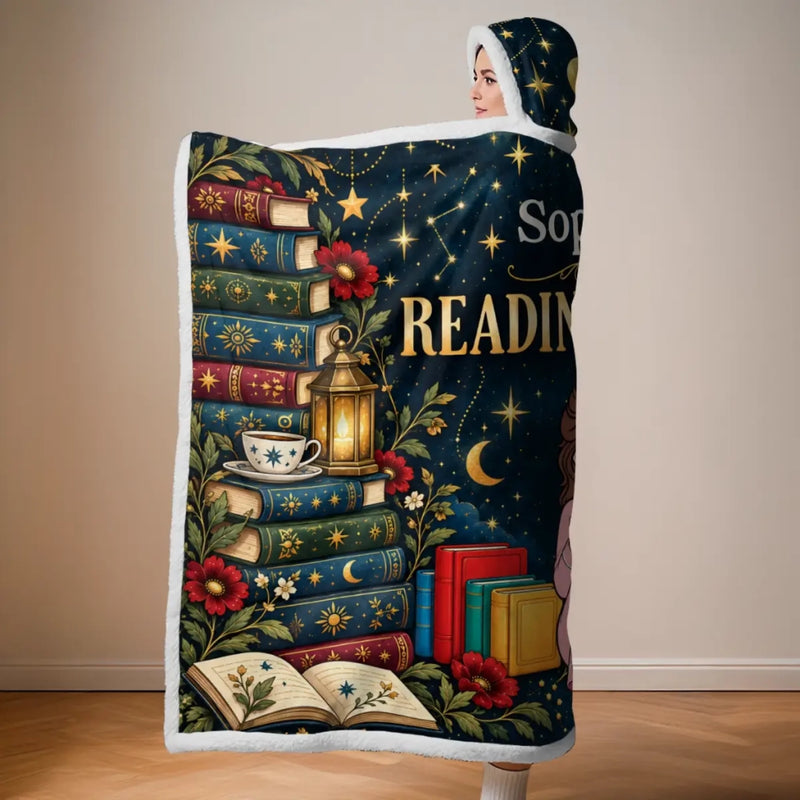 Personalized Snuggle Blanket, Hoodie Blanket - Gift For Book Lovers - Dreaming Through Every Story