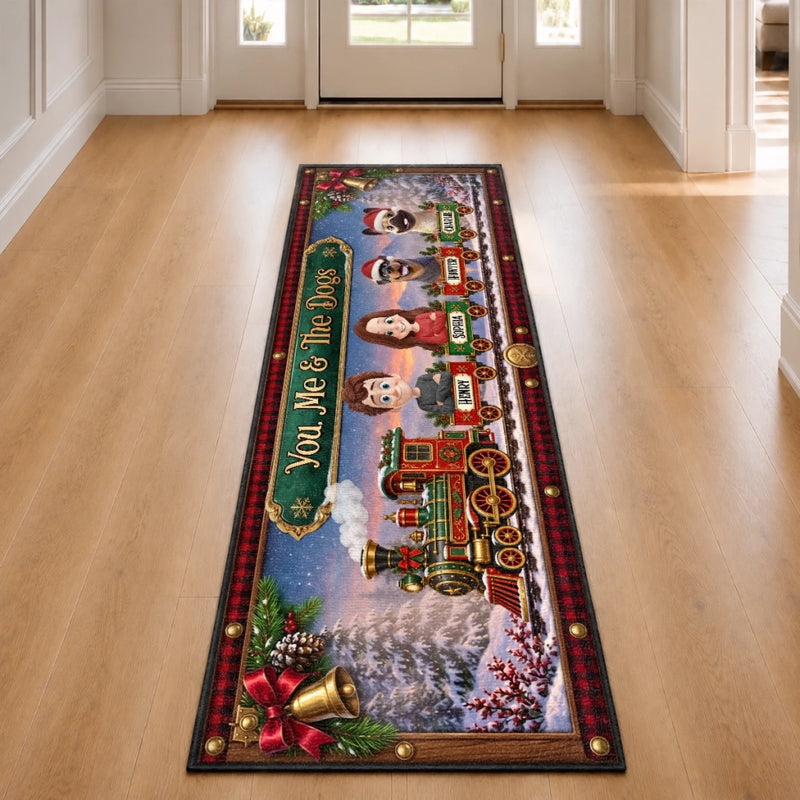 Personalized Runner Rug - Christmas, Anniversary Gift For Couple, Pet Lovers - Pure Xmas Furmily Joy