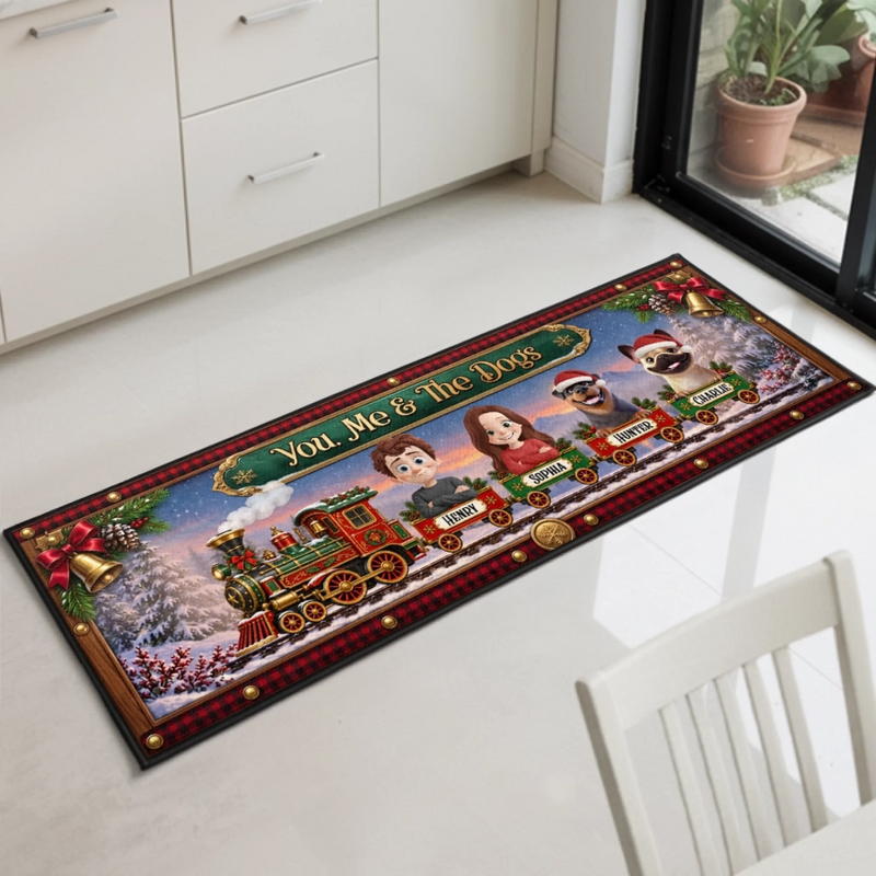 Personalized Runner Rug - Christmas, Anniversary Gift For Couple, Pet Lovers - Pure Xmas Furmily Joy