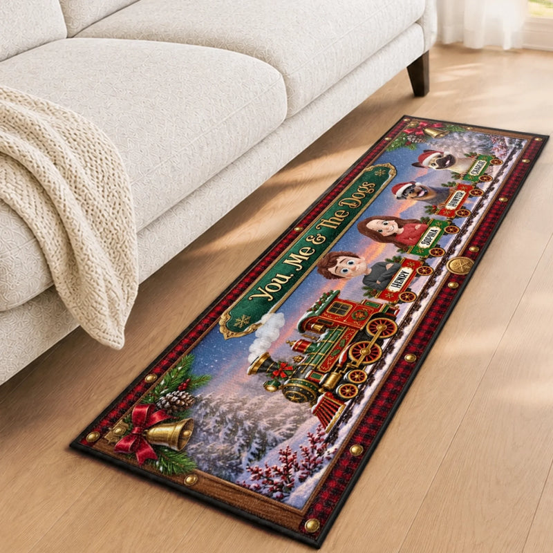 Personalized Runner Rug - Christmas, Anniversary Gift For Couple, Pet Lovers - Pure Xmas Furmily Joy