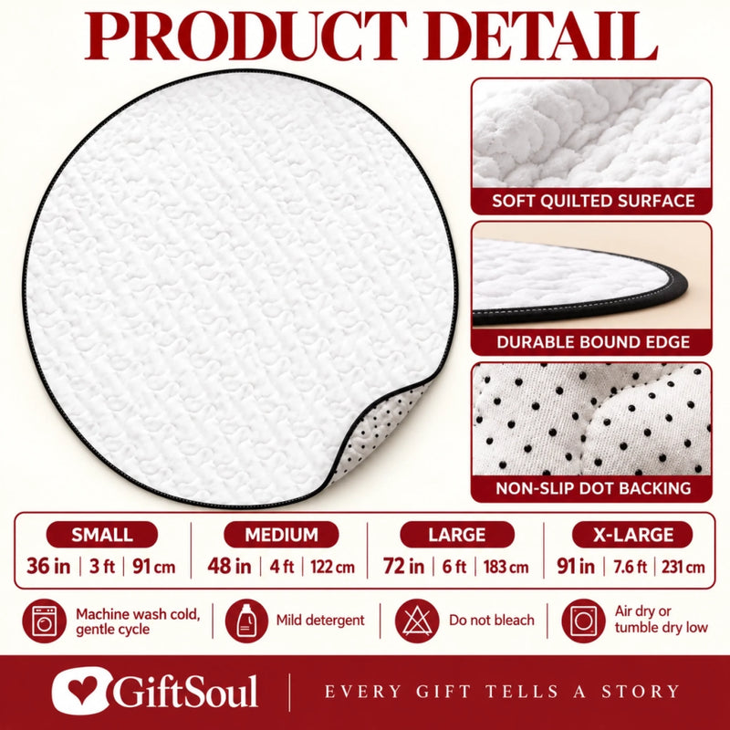 Personalized Photo Quilted Round Mat - Christmas Gift For Family - Festive Family Moments
