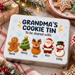 Custom Christmas Character Grandma's Cookie Tin Gifts - Personalized Metal Tin - Christmas Cookie Crew