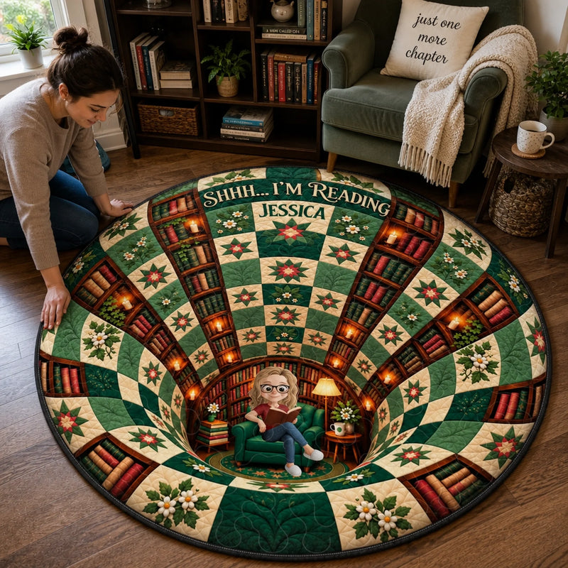 Personalized Quilted Round Mat - Christmas Gift For Book Lovers - Annual Reading List