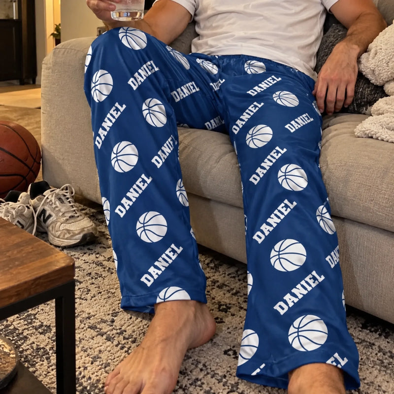 Custom Sports Ball Name Family Gifts - Personalized Pajama Pants